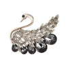 Swan" brooch, anthracite with rhinestones