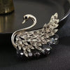 Swan" brooch, anthracite with rhinestones
