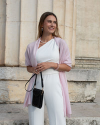 Shoulder bag cowhide leather silk black