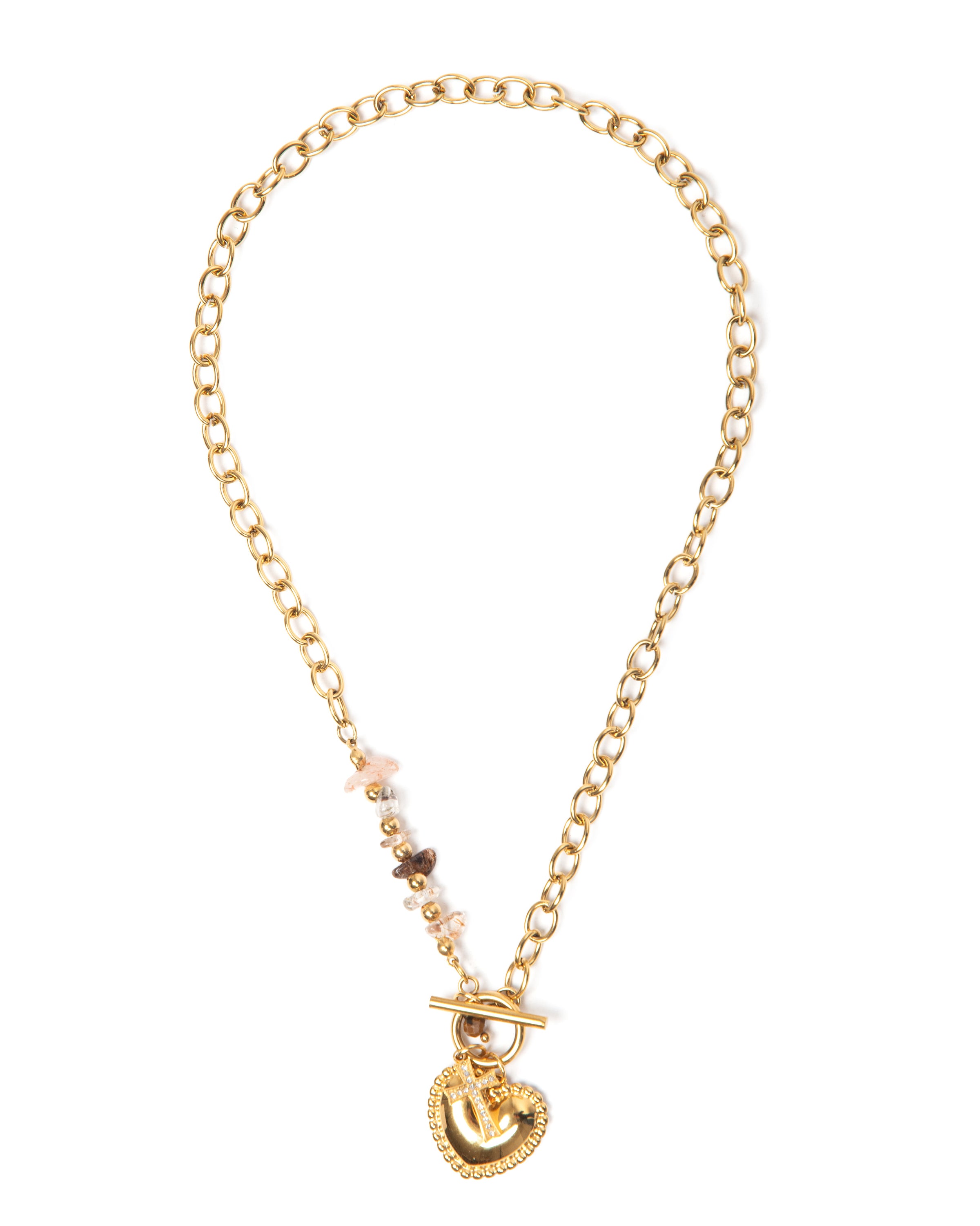 Edelstahl Kette 18K vergoldet mit einem Herzanhänger