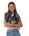 Large fashion scarf Cashmere Feeling 130x130cm Floral blue