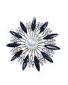 "Summer blossom" brooch, blue with rhinestones and a decorative pearl