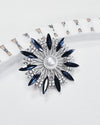 "Summer blossom" brooch, blue with rhinestones and a decorative pearl