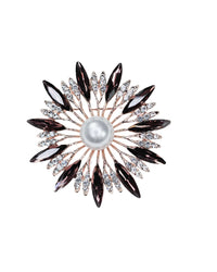 "Summer blossom" brooch, pink with rhinestones and a decorative pearl