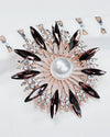 "Summer blossom" brooch, pink with rhinestones and a decorative pearl