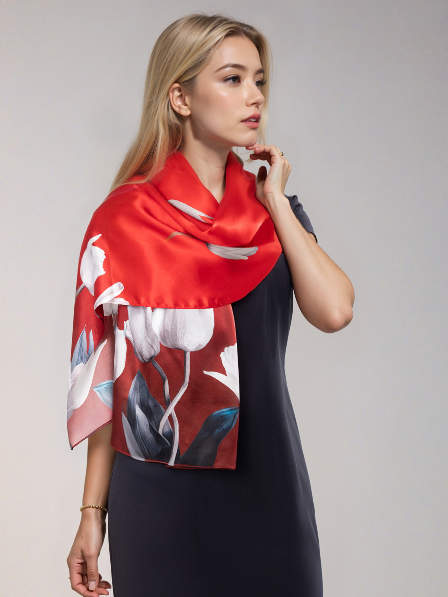 Seidenschal Tulpen rot