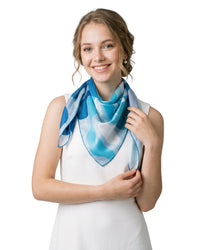 Seidentuch Premium quadratisch 86x86cm handrolliert, Rosentuscherei Ocean blue