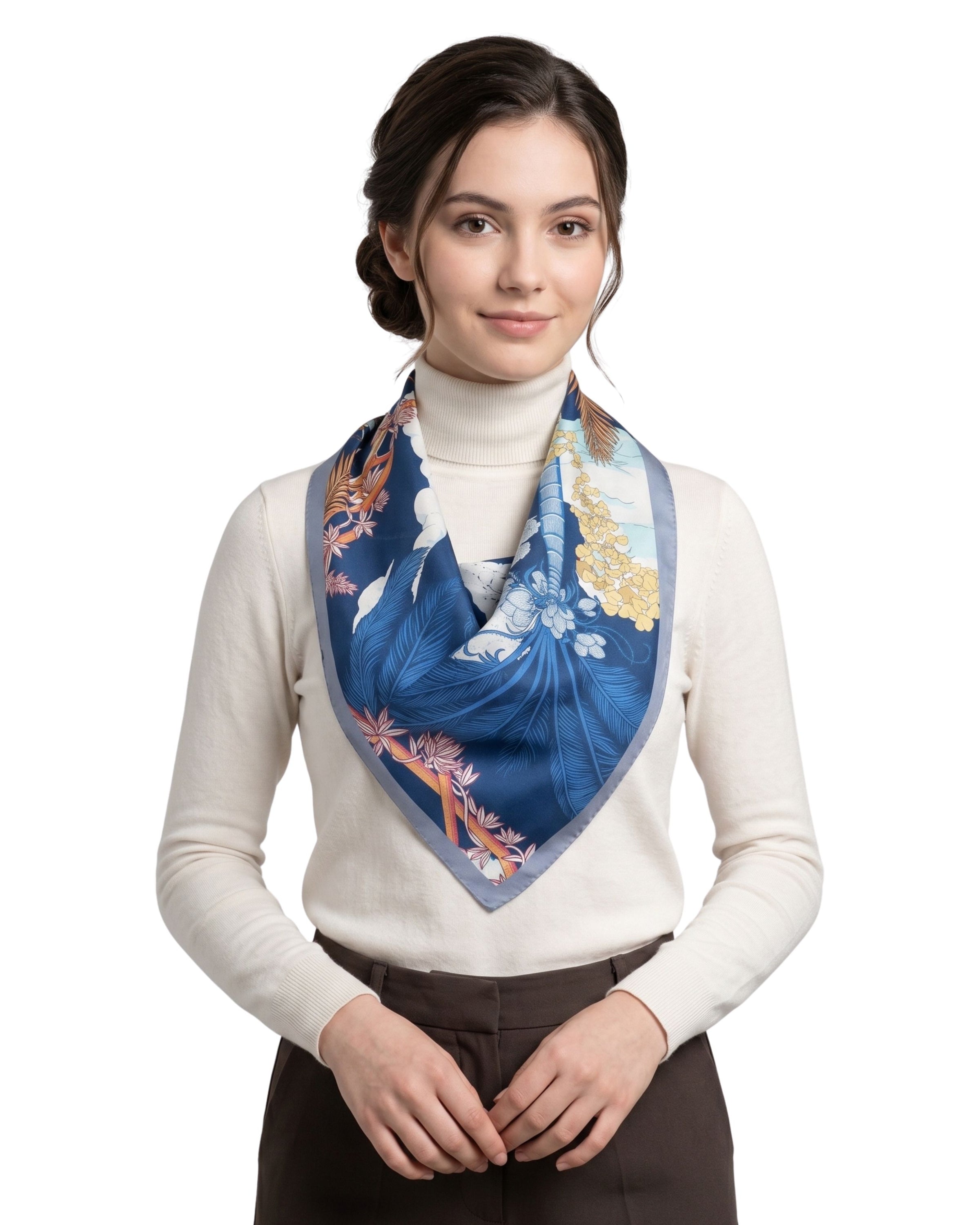 Seidentuch Premium Twill-Seide quadratisch 64x64cm, Sky Garden bei Nacht