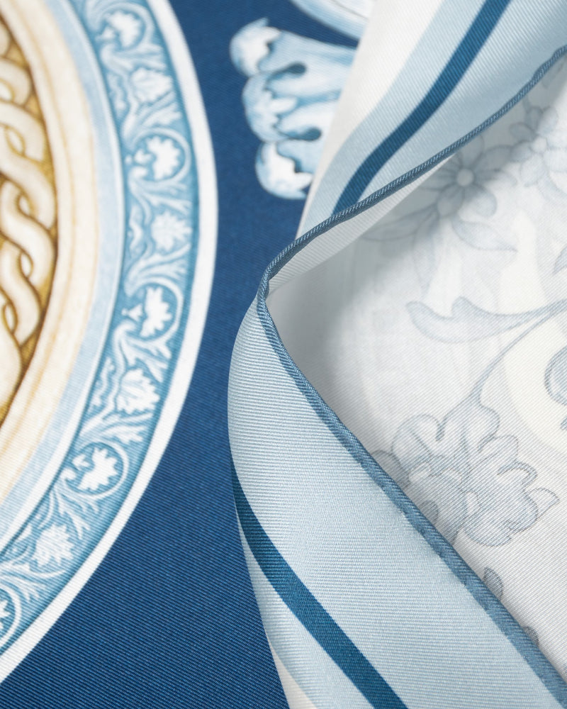 Silk scarf Premium with hand-rolled edge square 86x86, Maritime Baroque