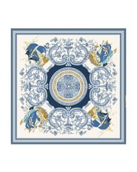 Silk scarf Premium with hand-rolled edge square 86x86, Maritime Baroque