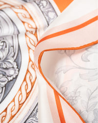Silk scarf Premium with hand-rolled edge square 86x86, Maritime Baroque