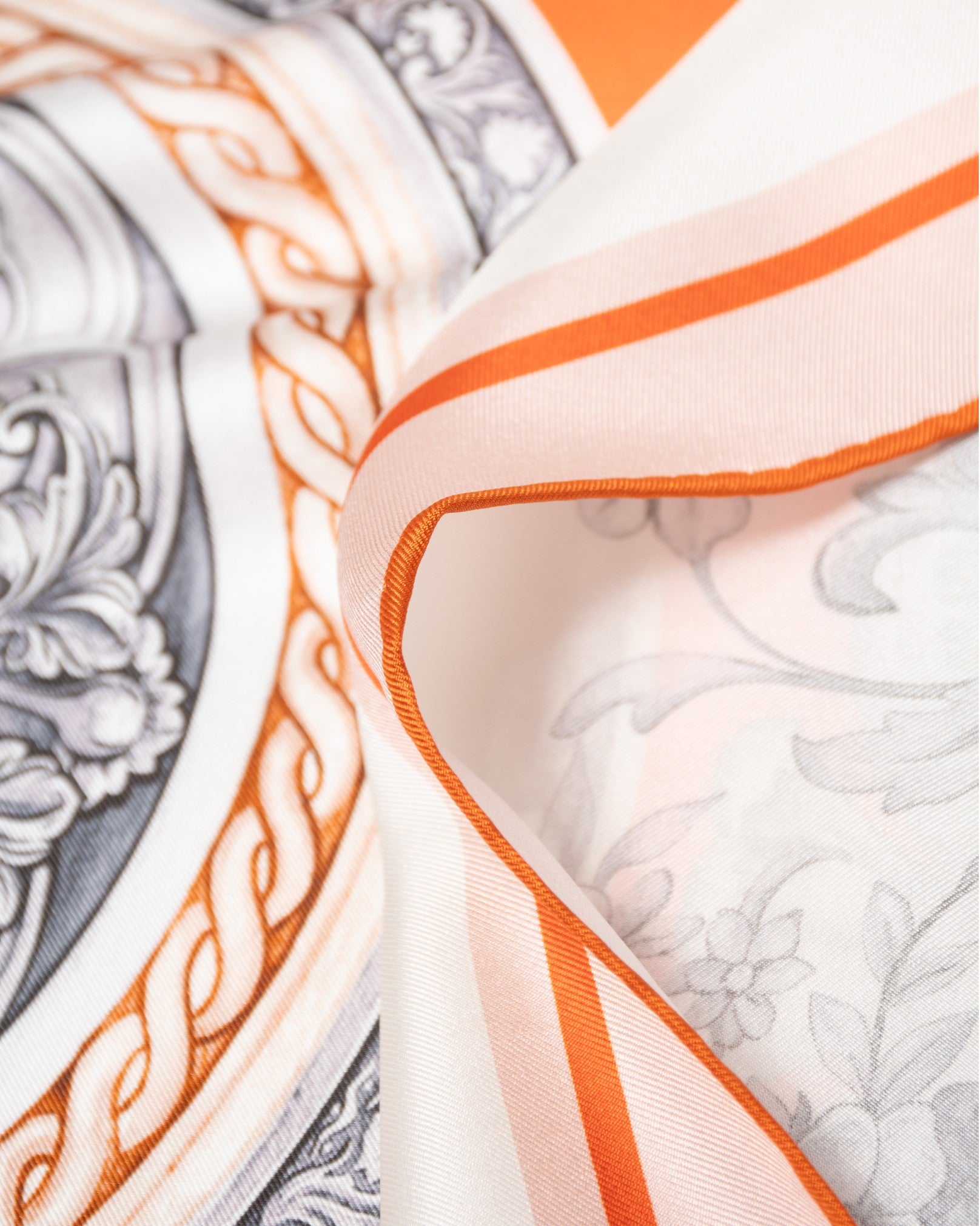 Silk scarf Premium with hand-rolled edge square 86x86, Maritime Baroque