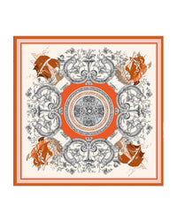 Silk scarf Premium with hand-rolled edge square 86x86, Maritime Baroque