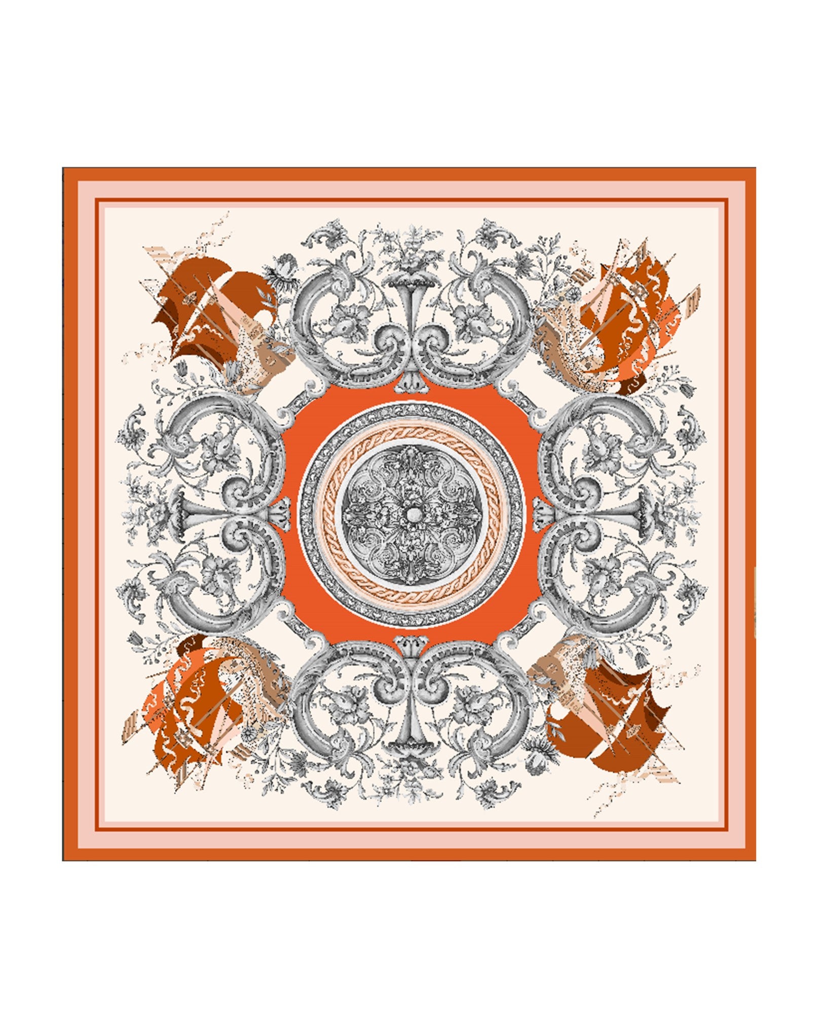 Silk scarf Premium with hand-rolled edge square 86x86, Maritime Baroque