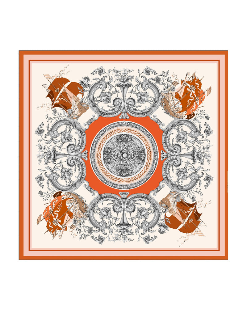 Silk scarf Premium with hand-rolled edge square 86x86, Maritime Baroque