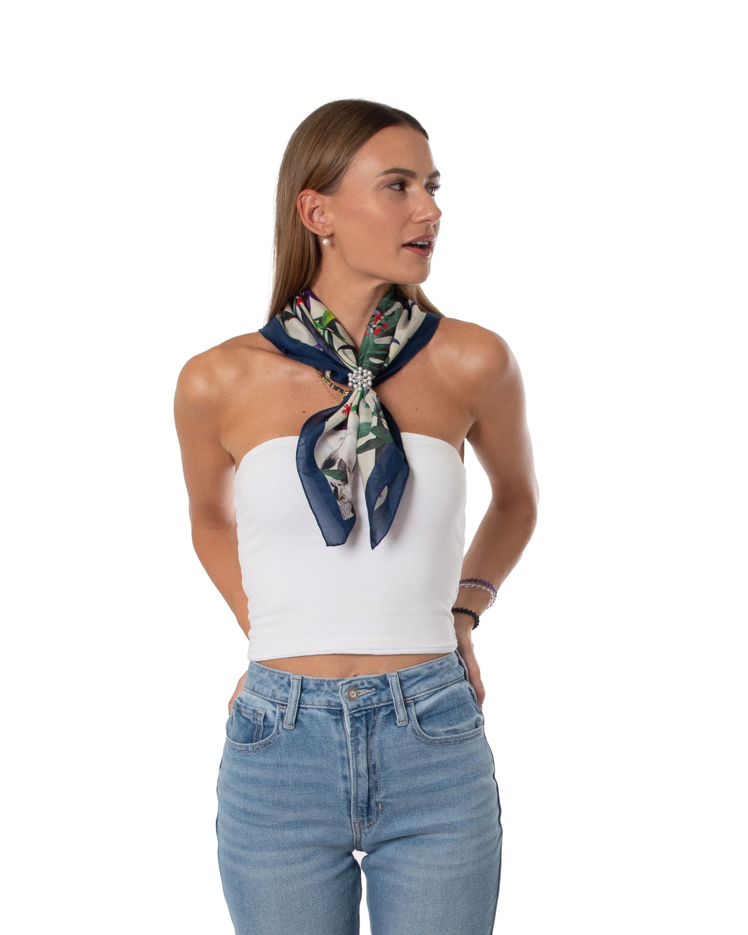 Silk scarf with cotton