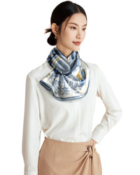 Silk scarf Premium with hand-rolled edge square 86x86, Maritime Baroque