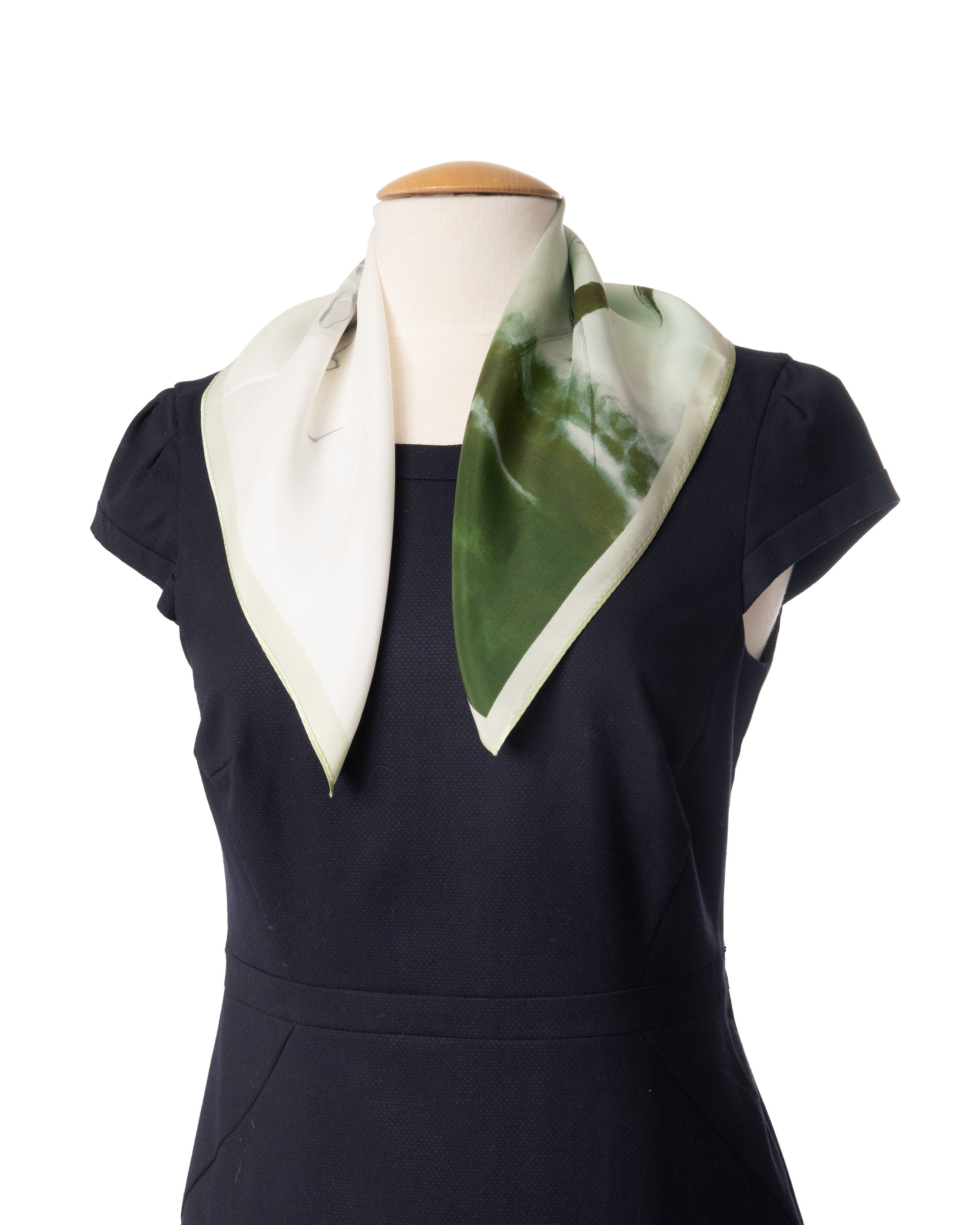 Silk scarf premium square lotus and goldfish 53x53