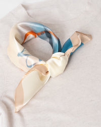 Silk scarf premium square lotus and goldfish 53x53