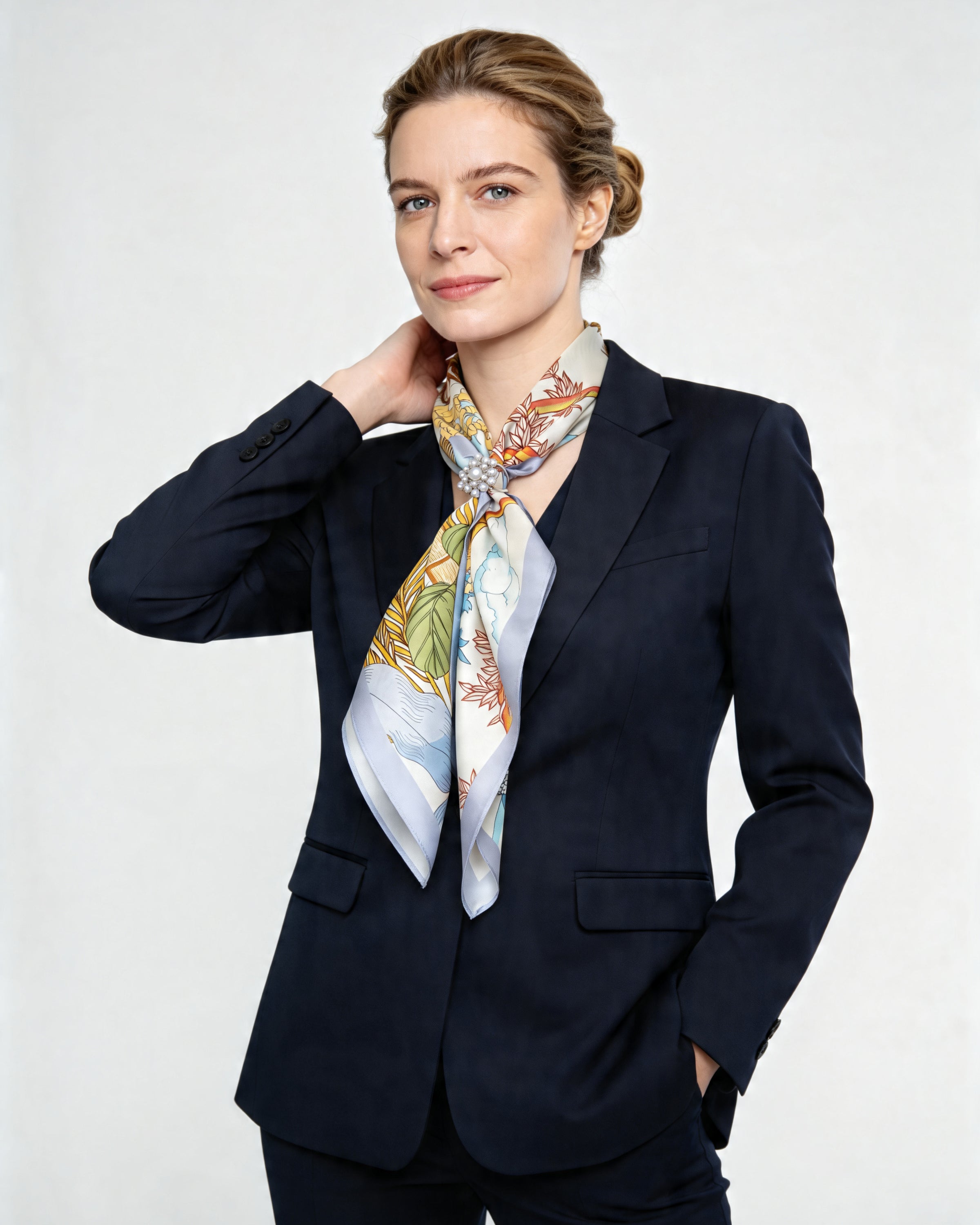 Silk scarf premium twill silk square 64x64cm, Sky Garden lilac