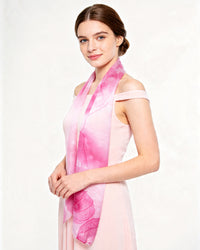 Silk scarf Physalis pink 55 x 175 cm