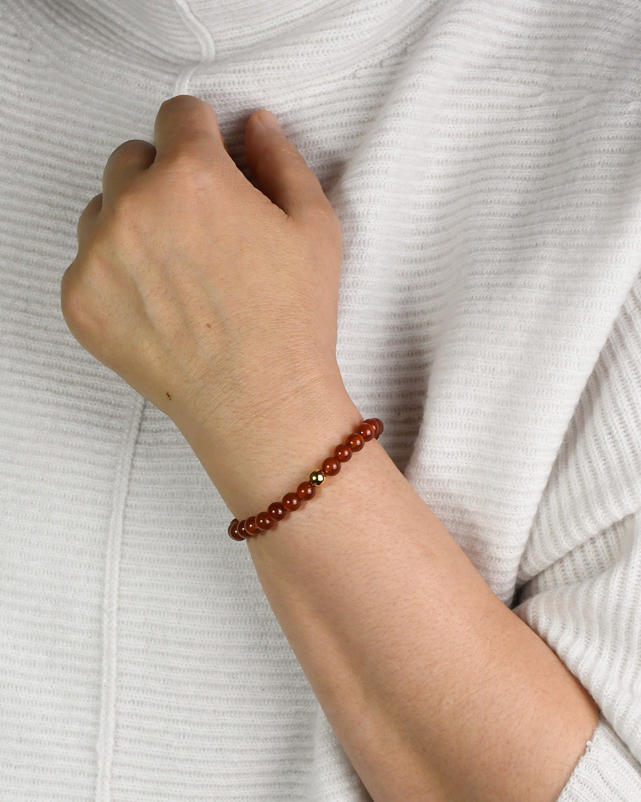 Armband Karneol rot 19-21cm mit 24K vergoldener 925Silberperle