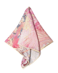 Foulard en soie sergé roulé à la main, 53x53 Royal Garden bleu foncé