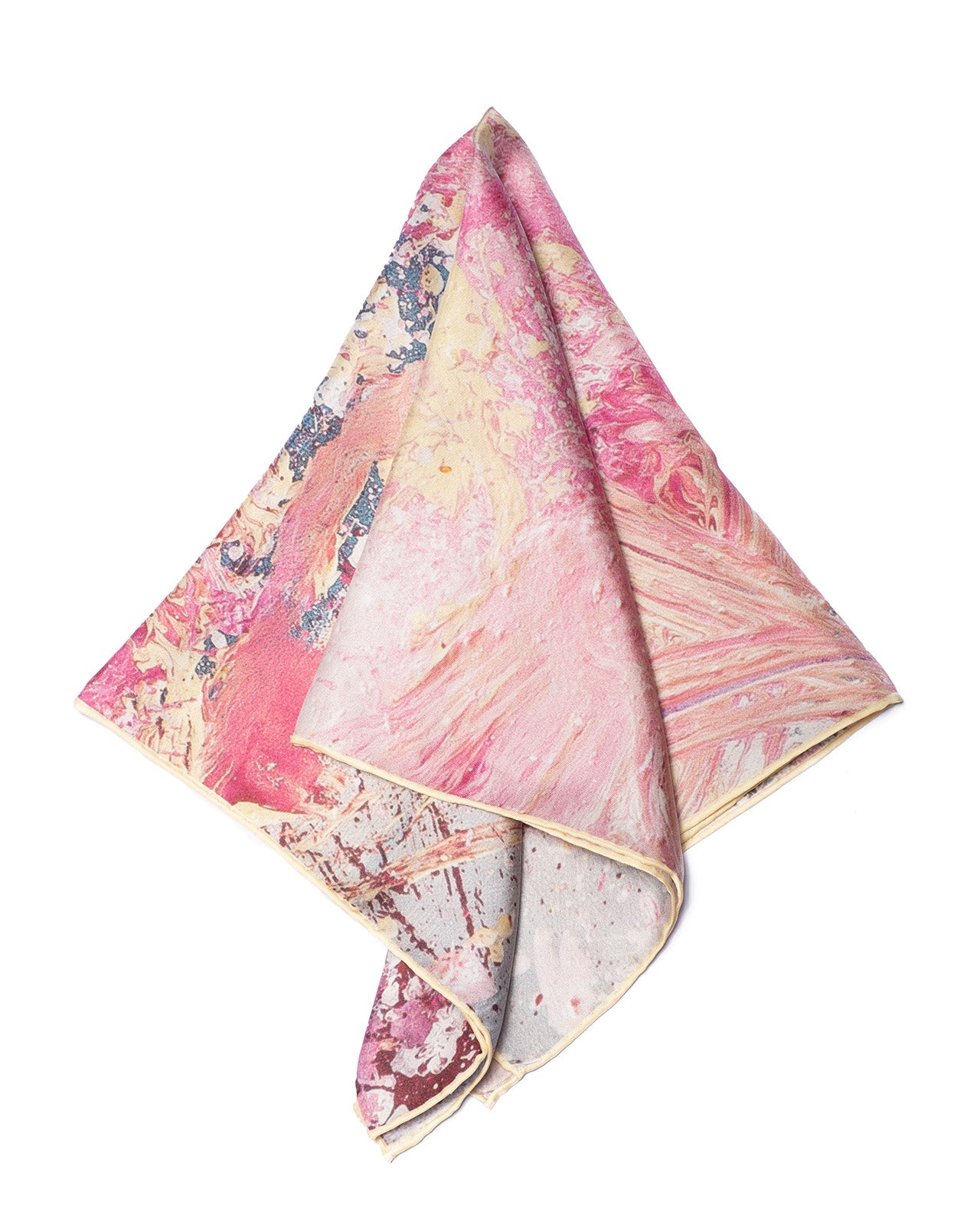 Foulard en soie sergé roulé à la main, 53x53 Royal Garden bleu foncé