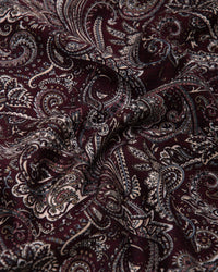 Silk scarf wool and silk square 64x64cm, paisley wine red double-sided