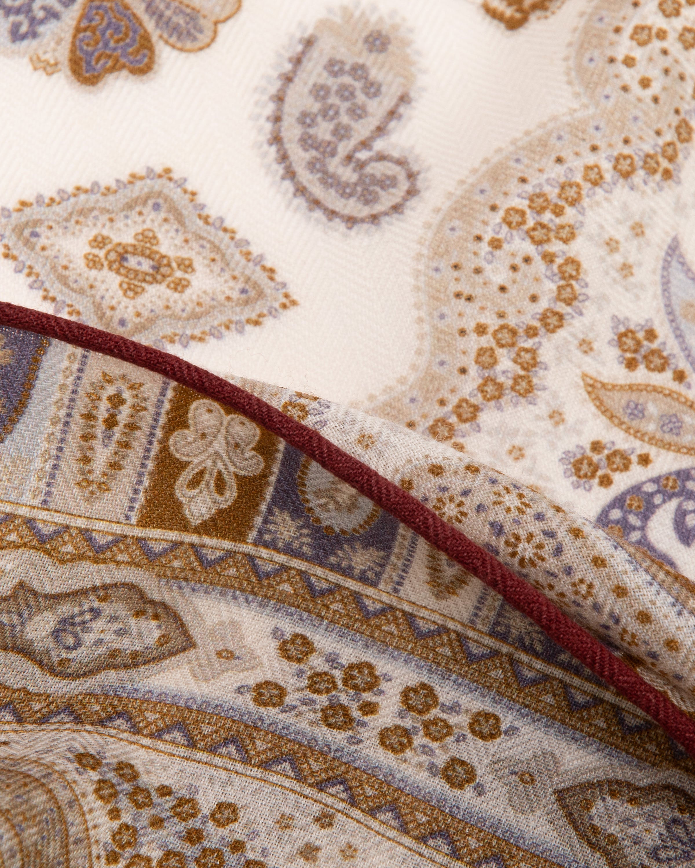 Seidentuch Wolle und Seide quadratisch  64x64cm, Paisley beige