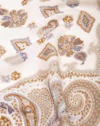 Seidentuch Wolle und Seide quadratisch  64x64cm, Paisley beige