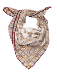 Seidentuch Wolle und Seide quadratisch  64x64cm, Paisley beige