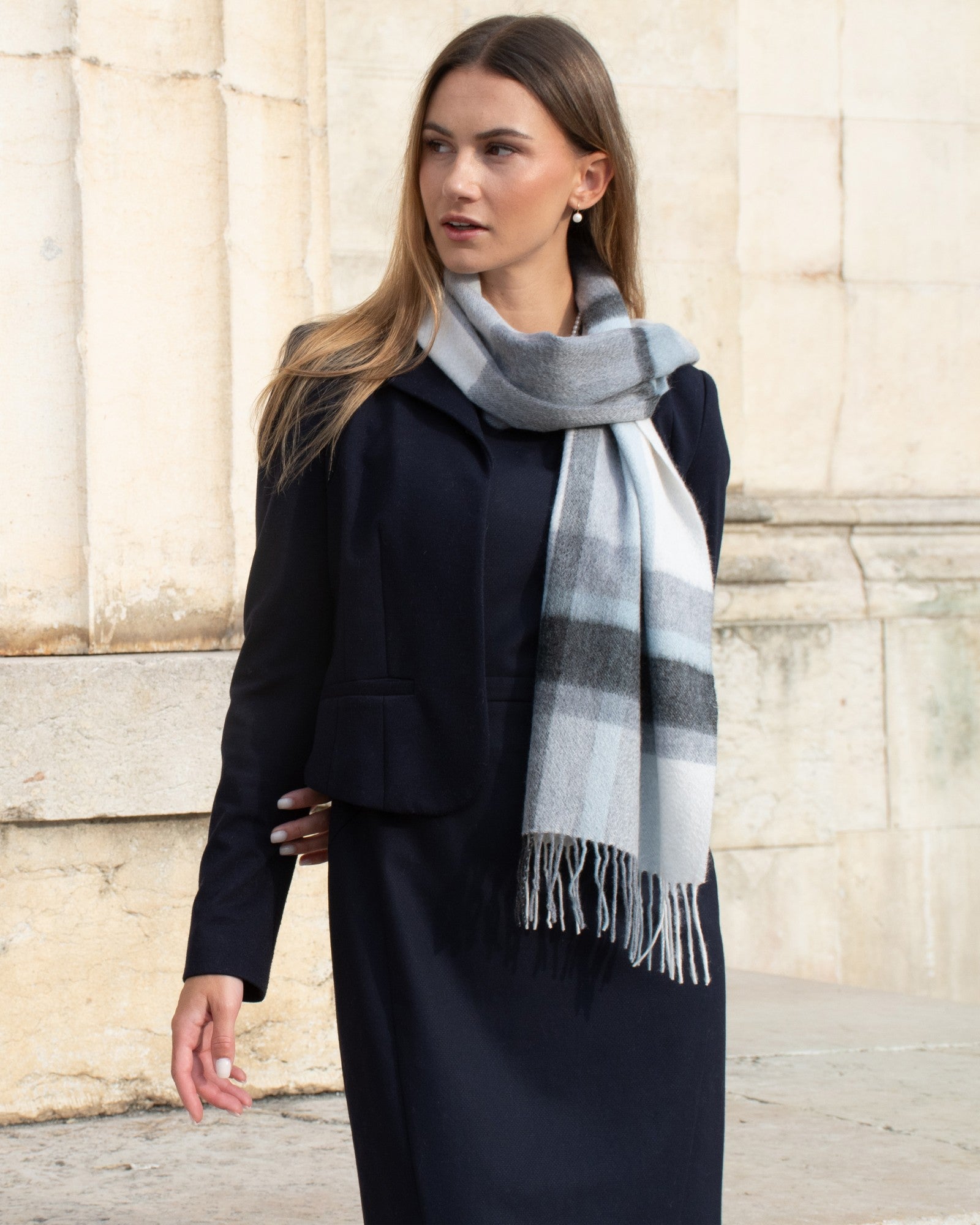 Écharpe de cachemire Tartan divers gris