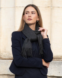 Echarpe 100% cachemire, 180 x 30, tissée, uni gris anthracite