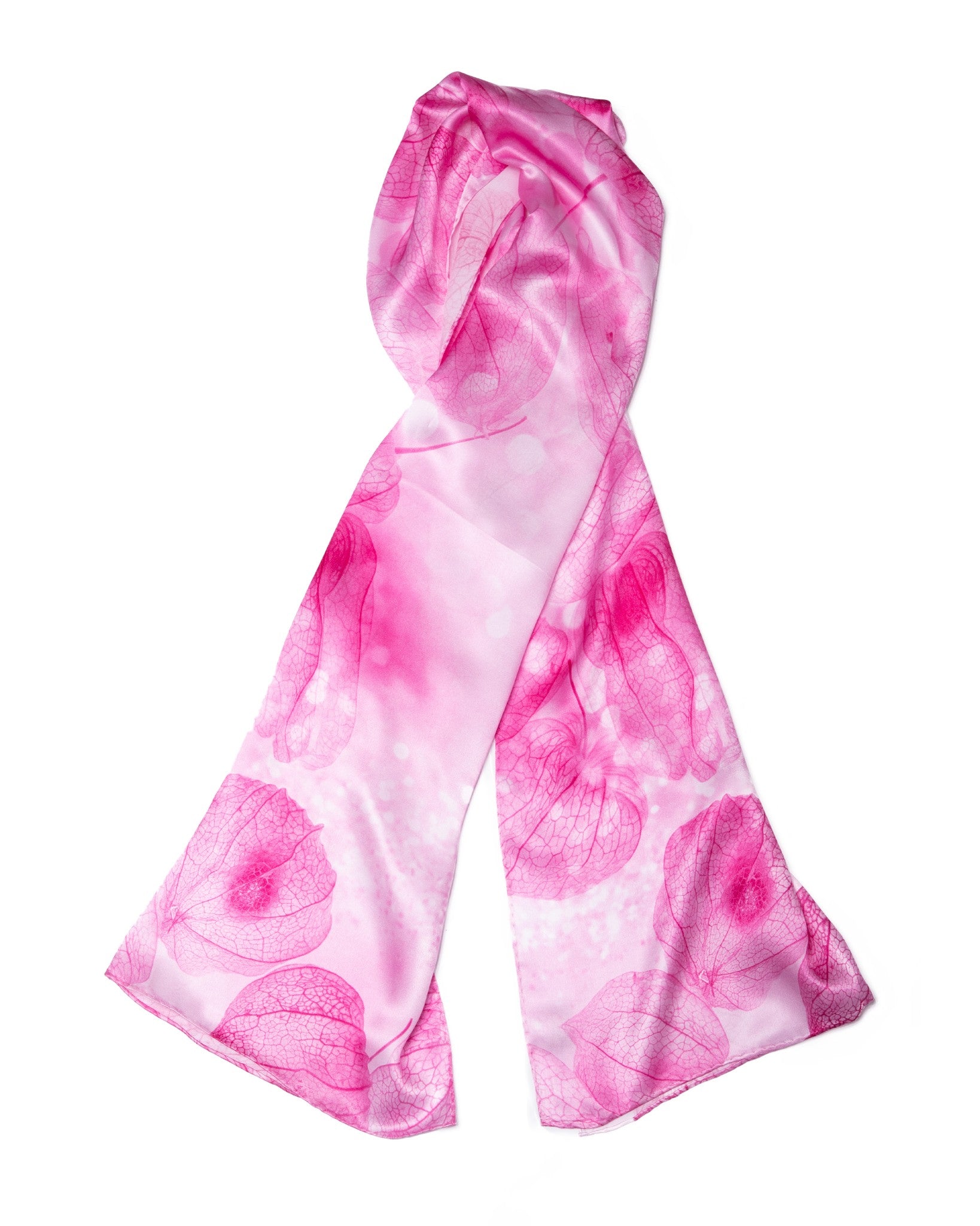 Seidenschal Physalis pink 55 x 175 cm