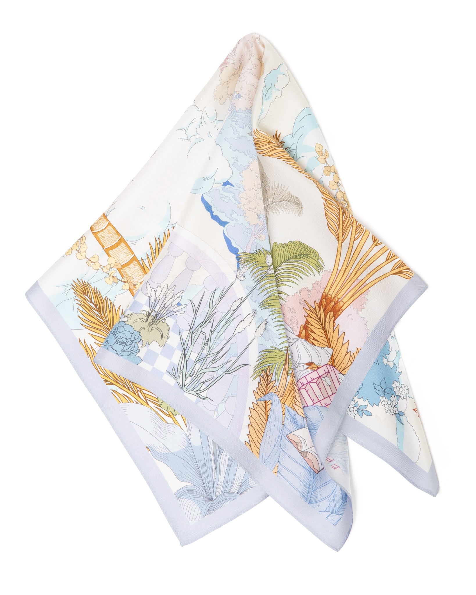 Seidentuch Premium Twill-Seide quadratisch 64x64cm, Sky Garden flieder