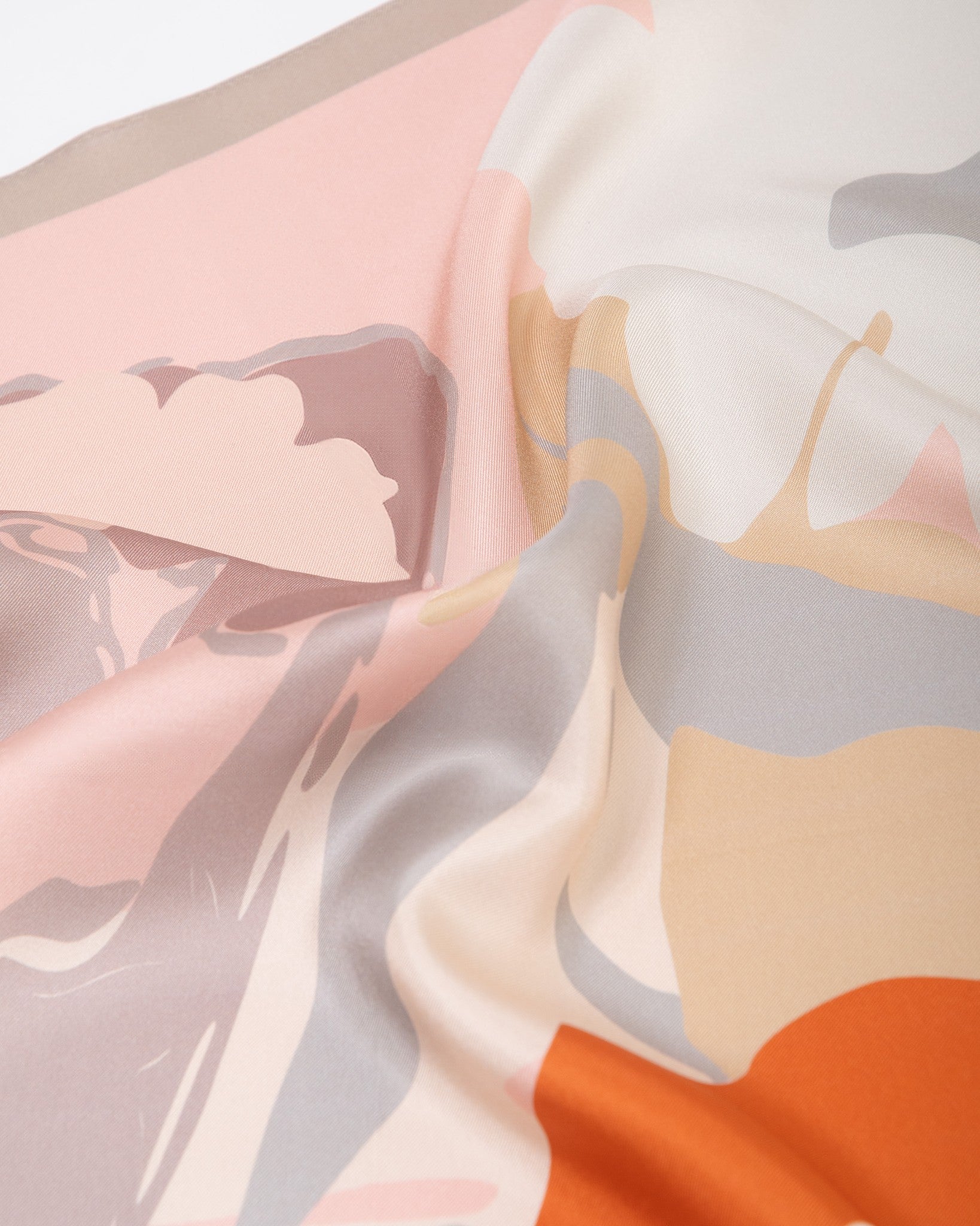 Seidentuch Premium Twill-Seide quadratisch 64x64cm, Wiesenblumen aprikose