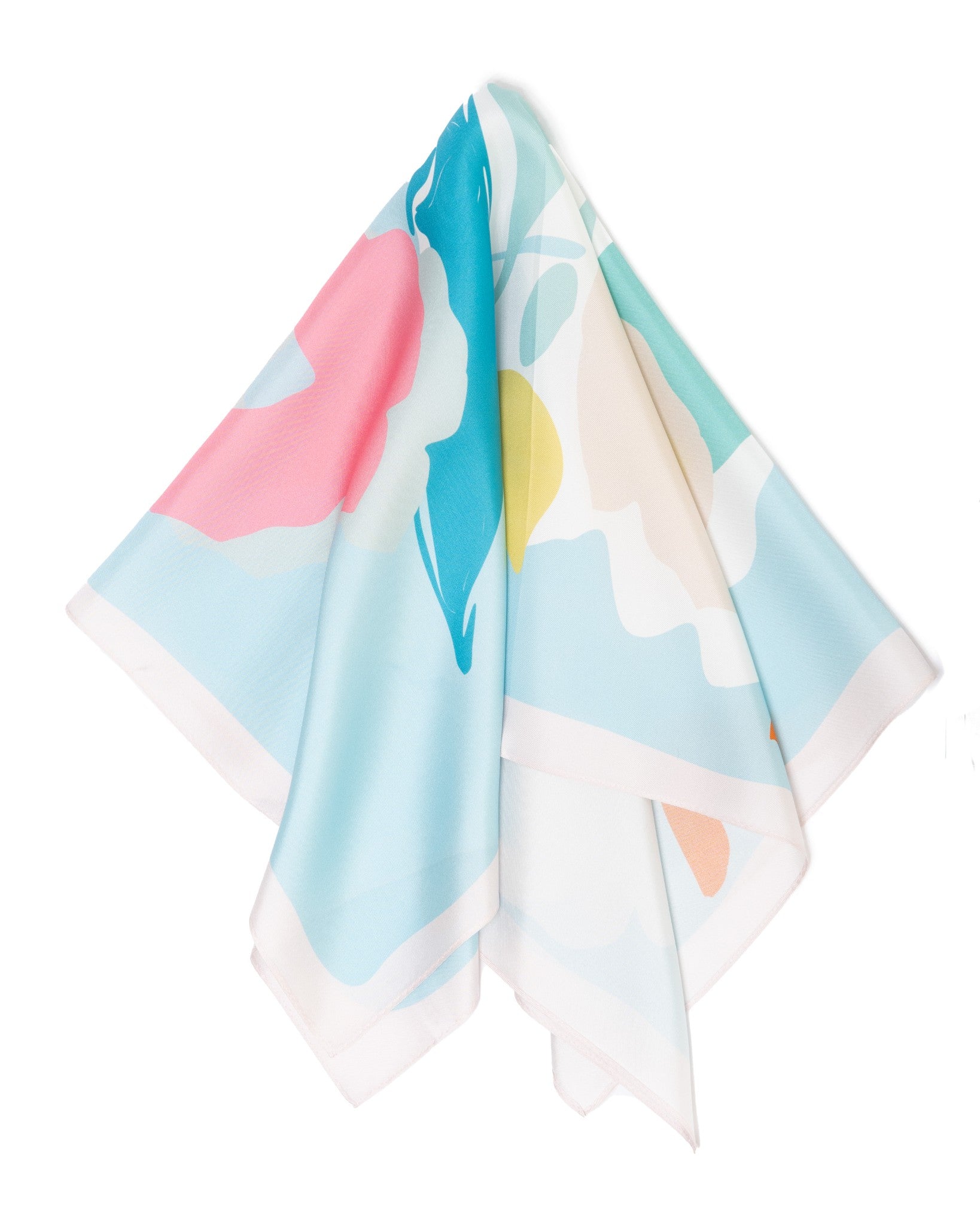 Seidentuch Premium Twill-Seide quadratisch 64x64cm, Wiesenblumen himmelblau