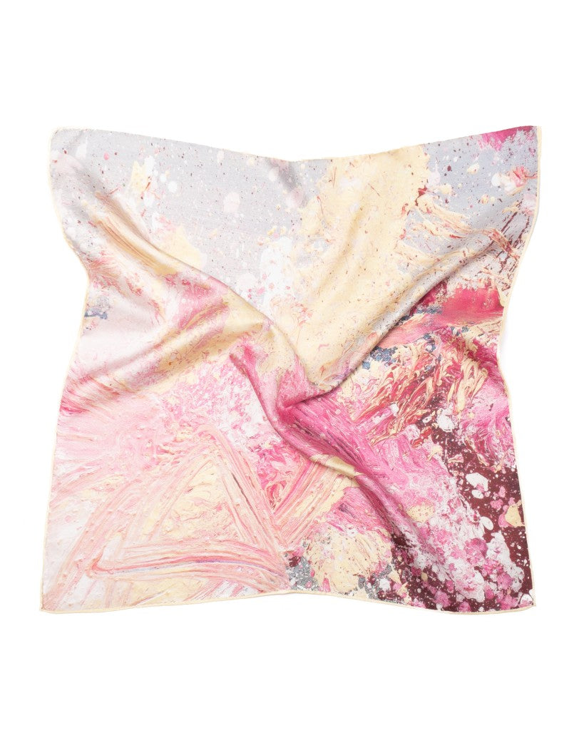 Foulard en soie sergé roulé à la main, 53x53 Royal Garden bleu foncé
