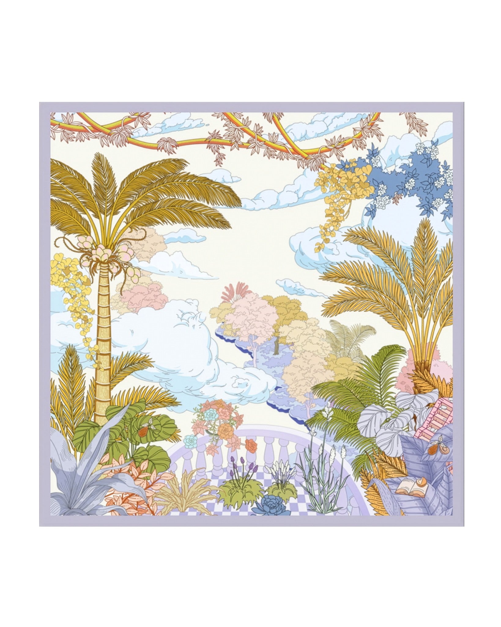 Seidentuch Premium Twill-Seide quadratisch 64x64cm, Sky Garden flieder