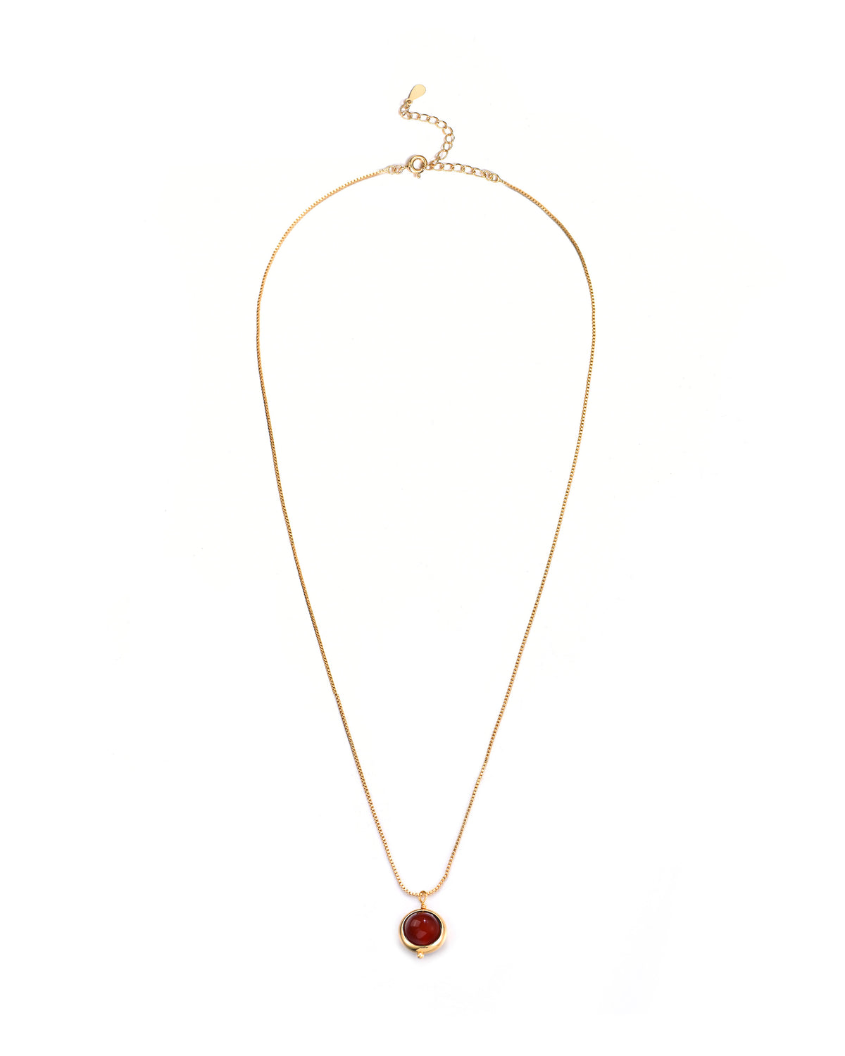 MayTree Edelsteinkette Rondo, roter Karneol, Kupferkette 18K vergoldet