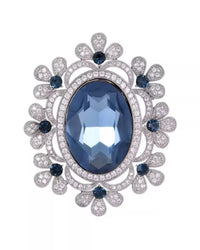 MayTree Brosche "Blaue Kaiserin" , mit Strass-Steinen blau