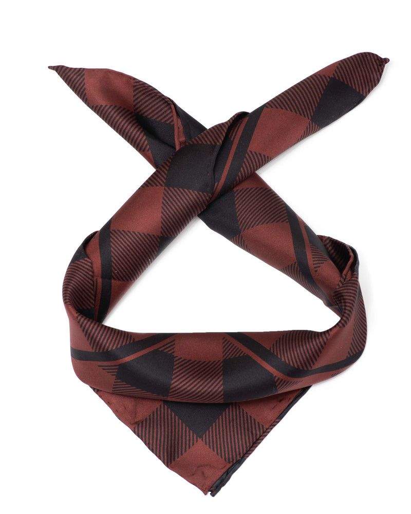 Men's silk scarf plaid wine red