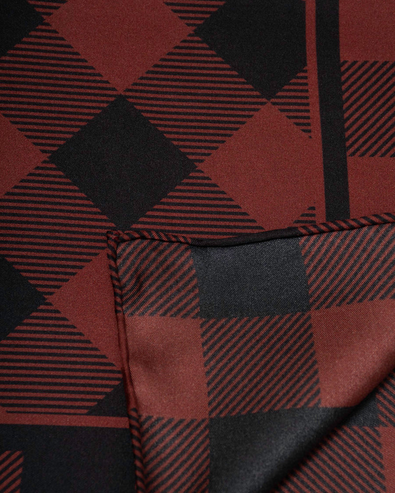 Men's silk scarf plaid wine red