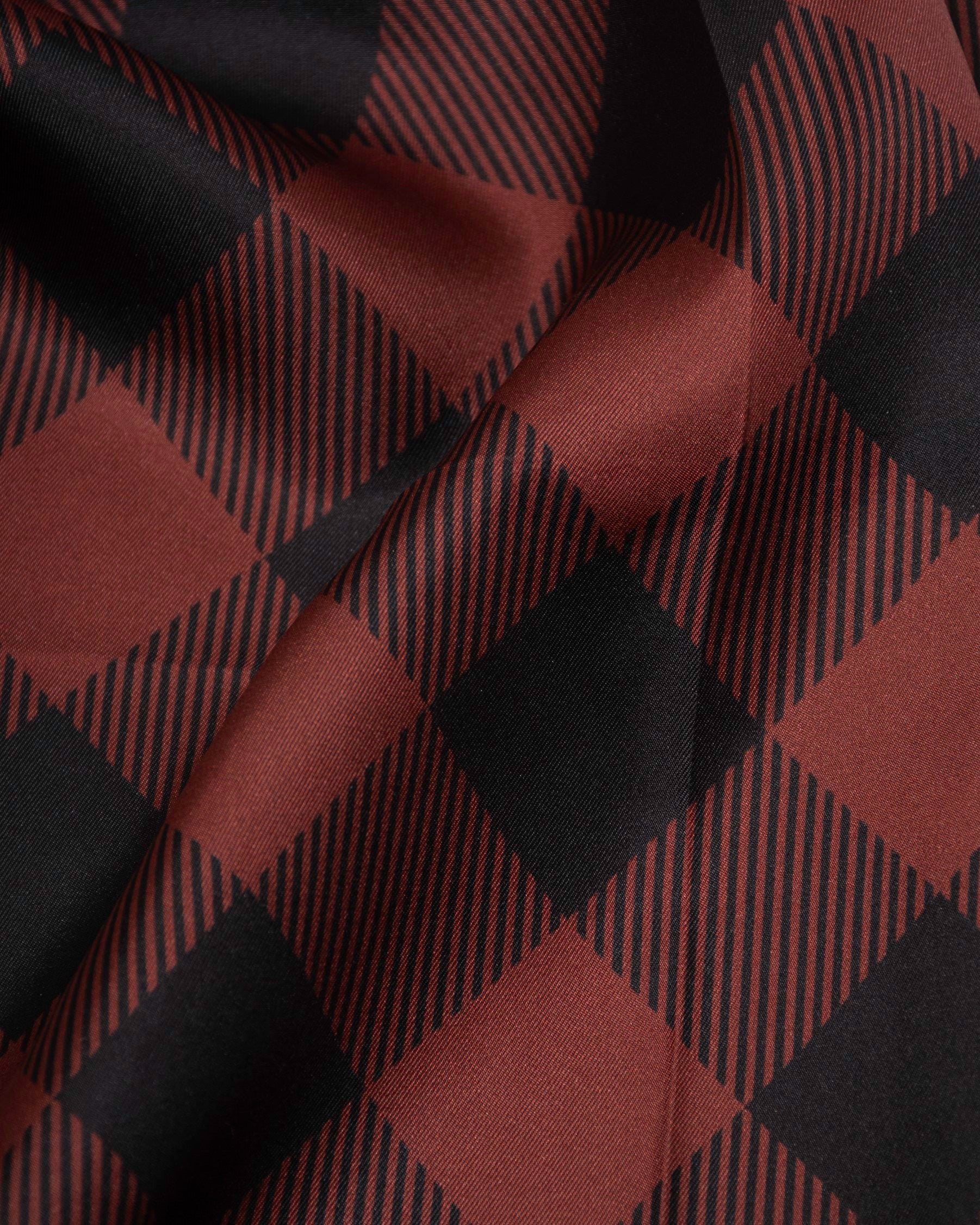 Men's silk scarf plaid wine red