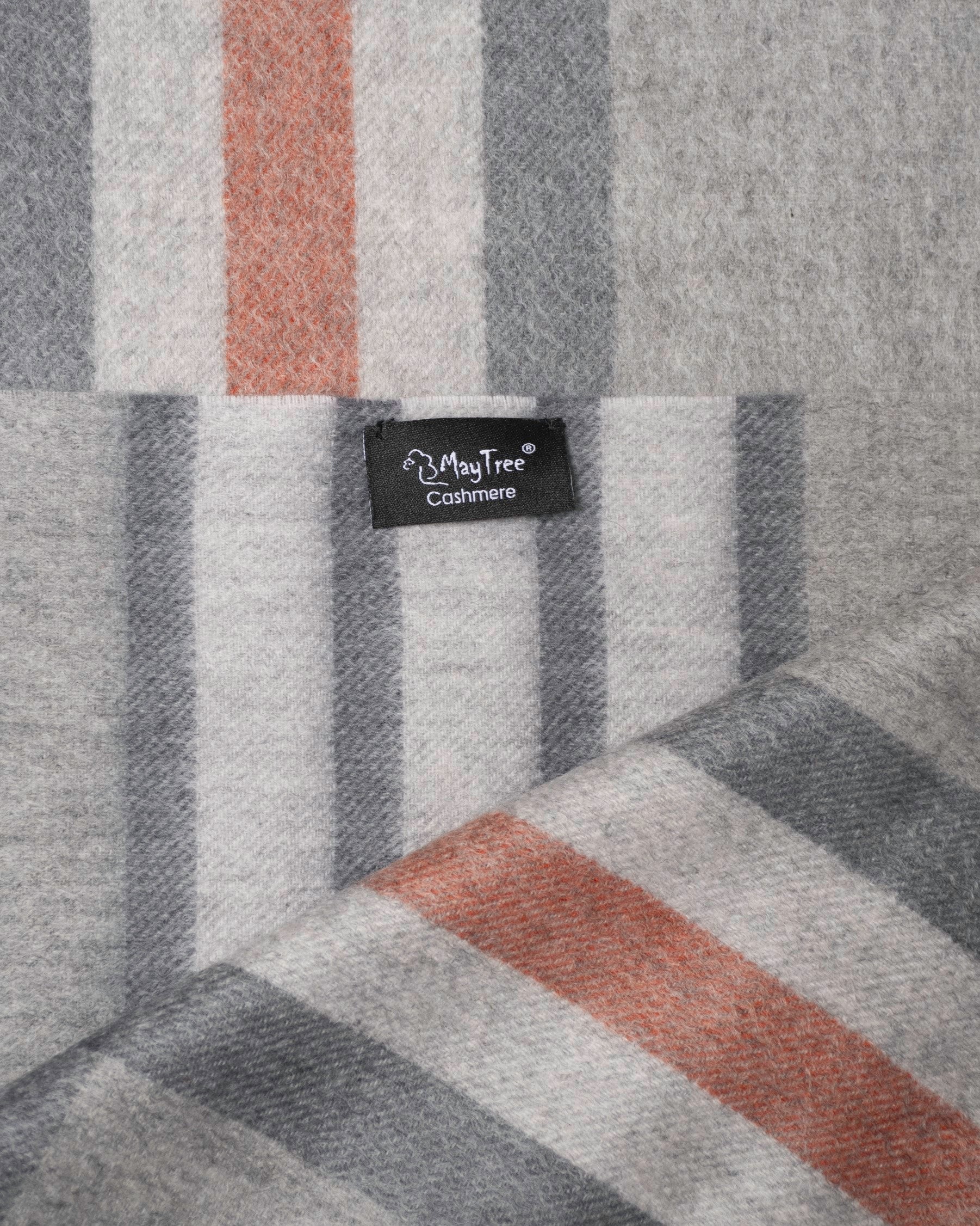 Écharpe cachemire tartan gris blanc marron