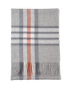 Écharpe cachemire tartan gris blanc marron