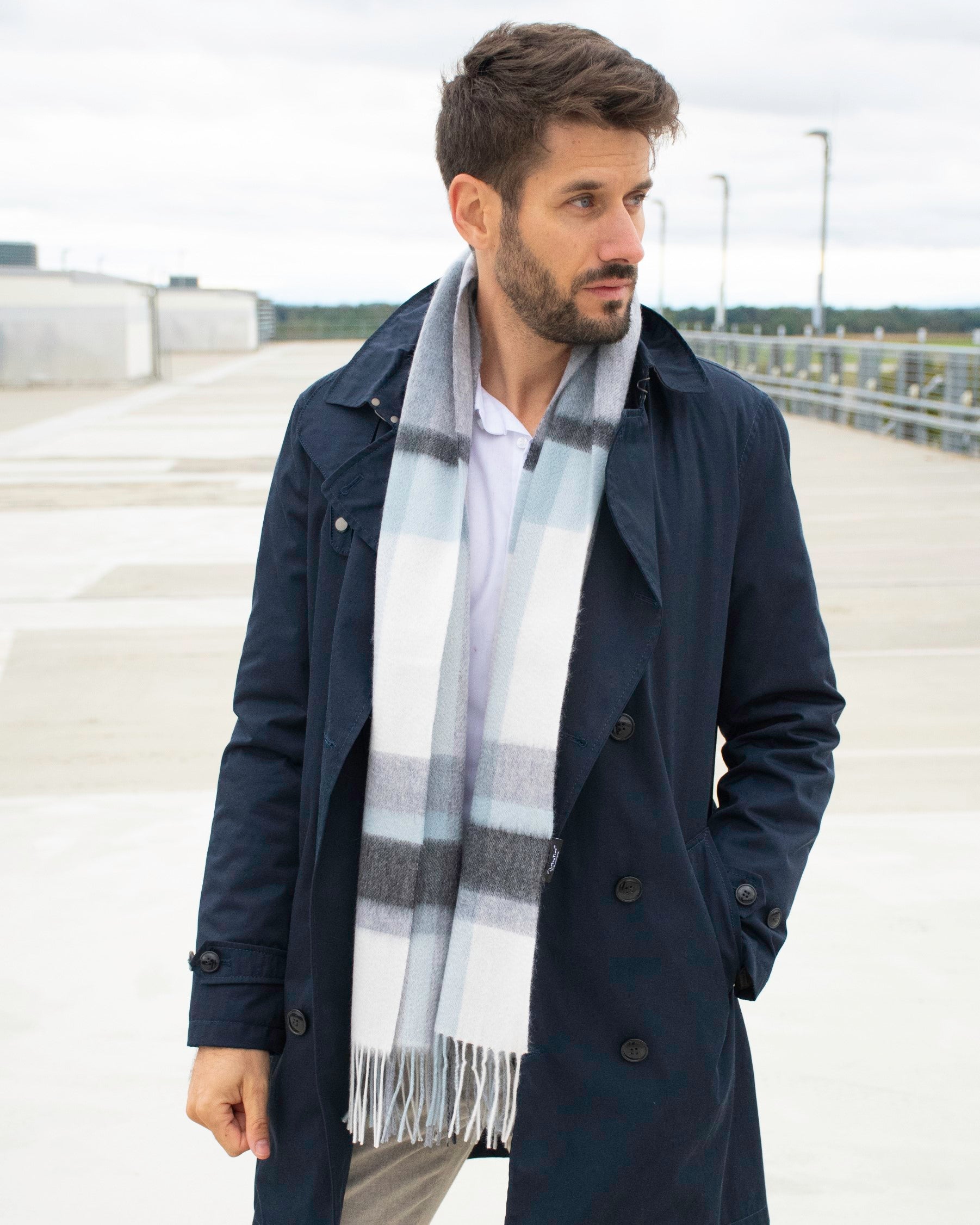 Écharpe de cachemire Tartan divers gris