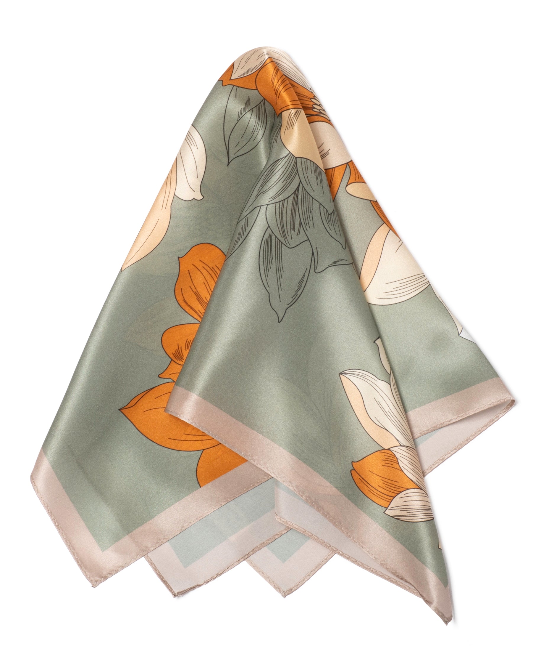 Premium silk scarf blooming magnolias