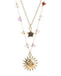 Edelstahl Kettenset 18K vergoldet  Stern und Sonne